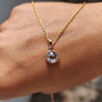Round Rose Cut moissanite pendant In Solitaire style