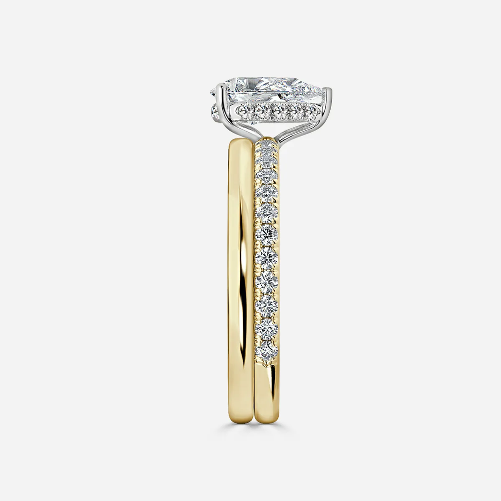 1.0 CT Pear Cut Moissanite Pave Bridal Ring Set