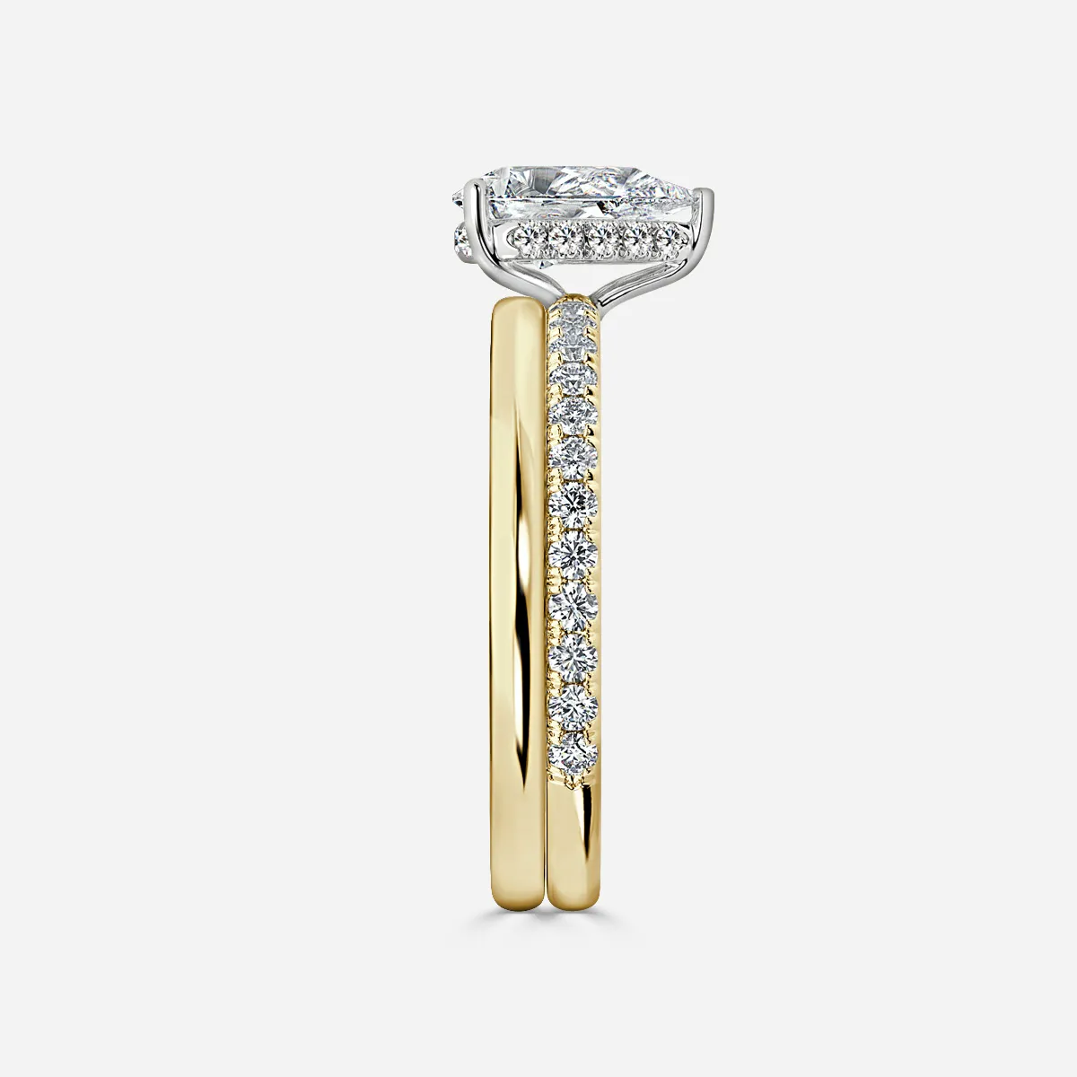 1.0 CT Pear Cut Moissanite Pave Bridal Ring Set