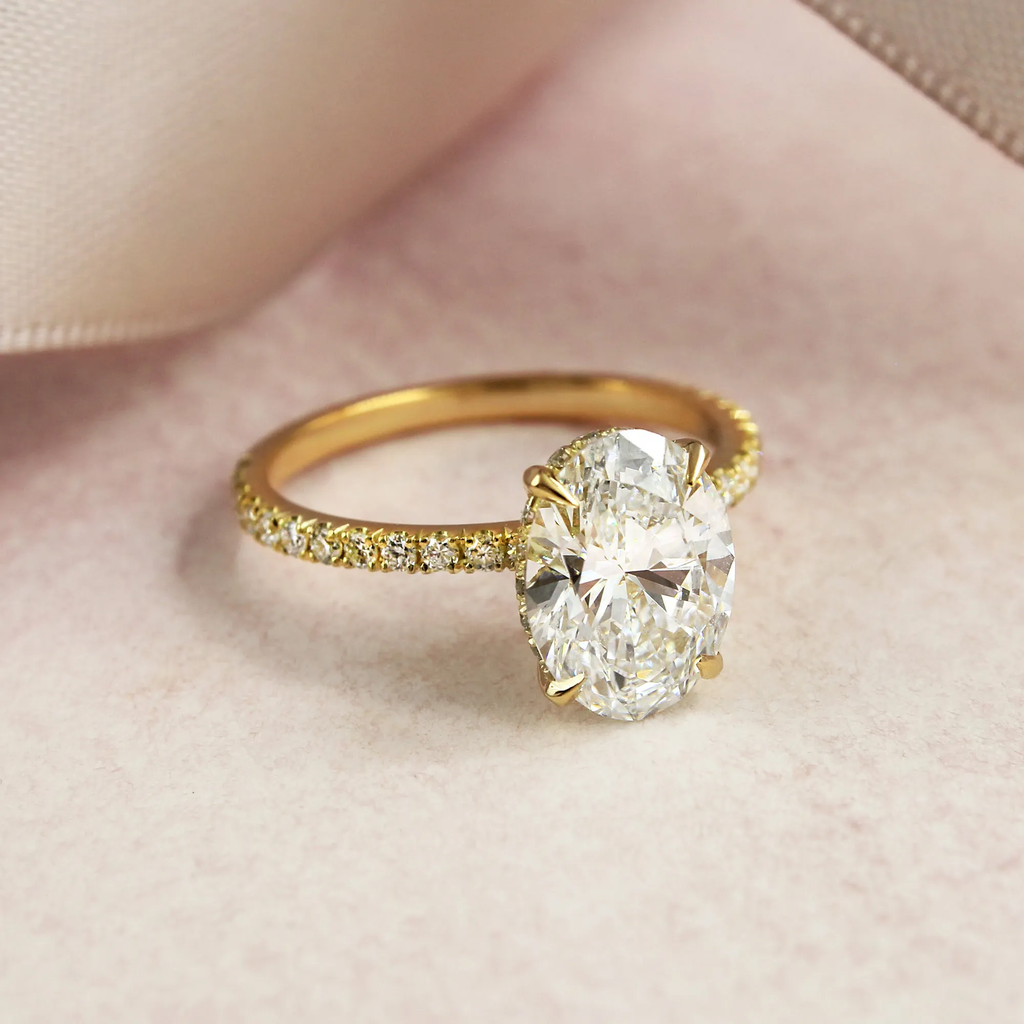 2.0 CT Oval Moissanite Pave Engagement Ring