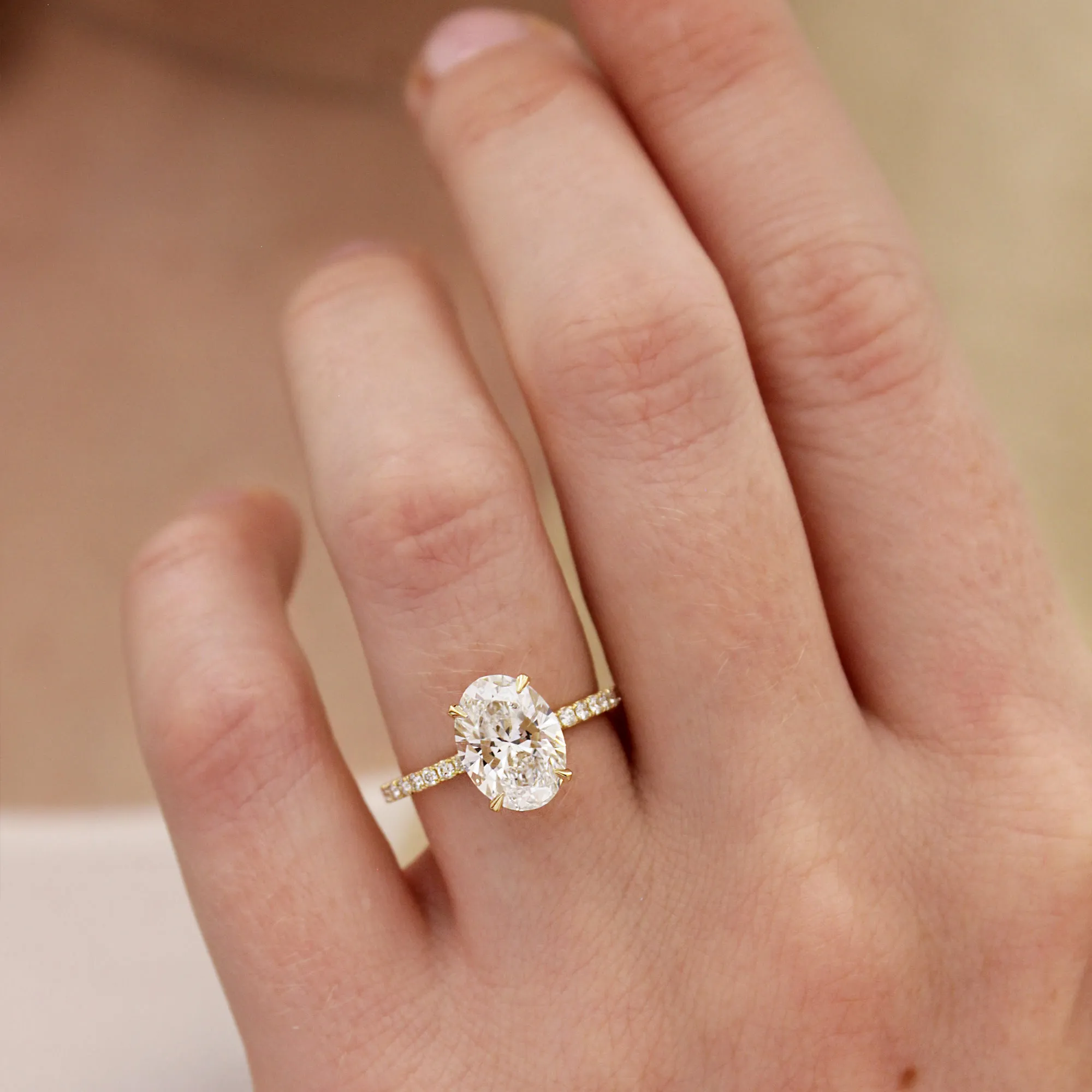 2.0 CT Oval Moissanite Pave Engagement Ring
