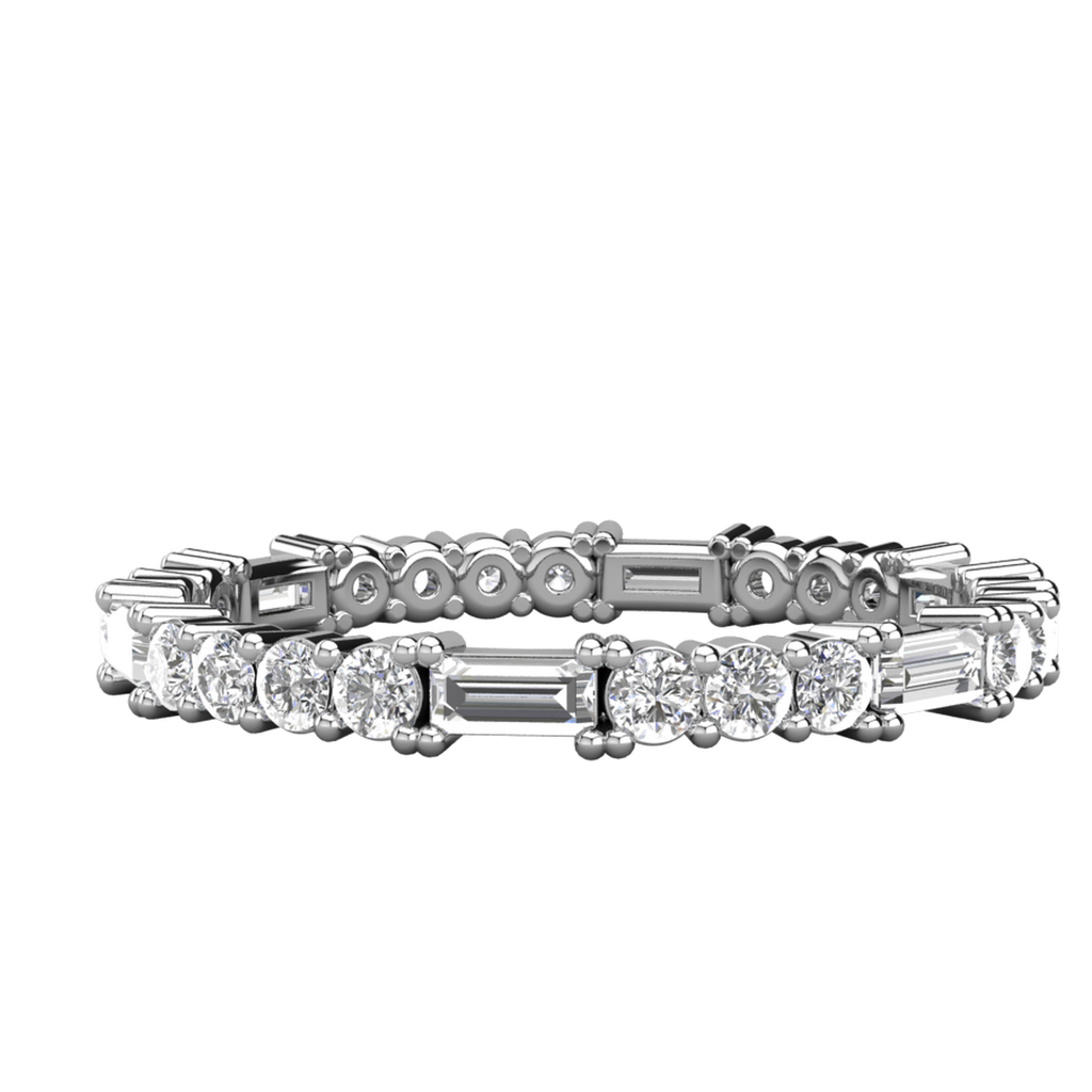 Round and Baguette Cut Full Eternity Wedding Band