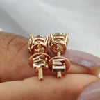 Round Cut Earrings In Screw Back Style