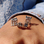 Radiant Cut Moissanite Earrings with Stud Design