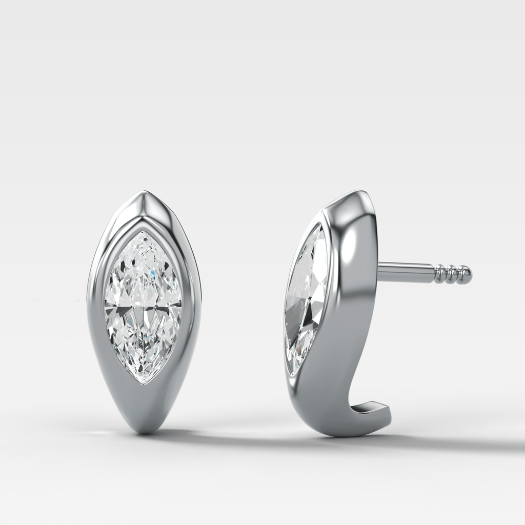 Sculpted Bezel Studs with Marquise Cut Diamonds