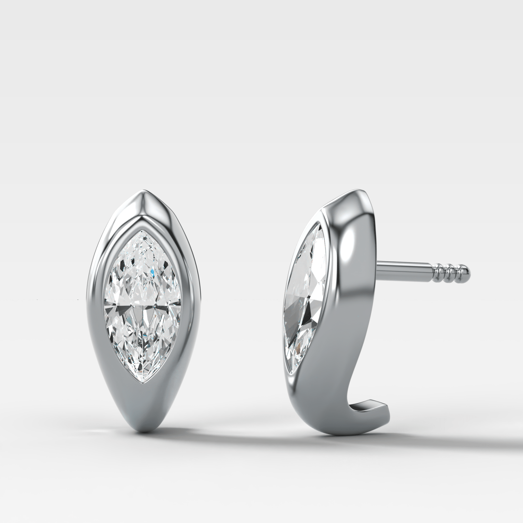 Sculpted Bezel Studs with Marquise Cut Diamonds