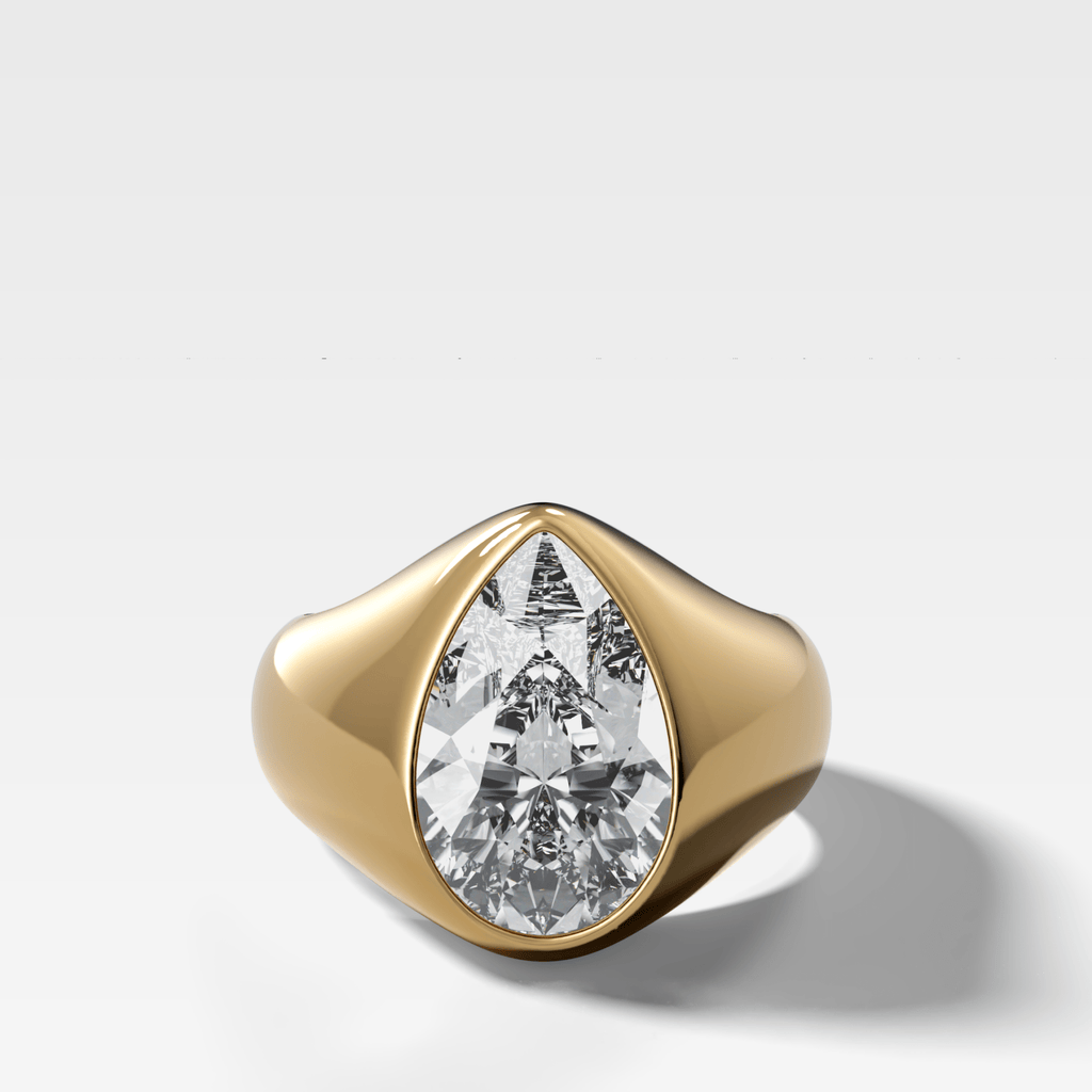 Sculptural Engagement Ring with a Pear Cut Diamond