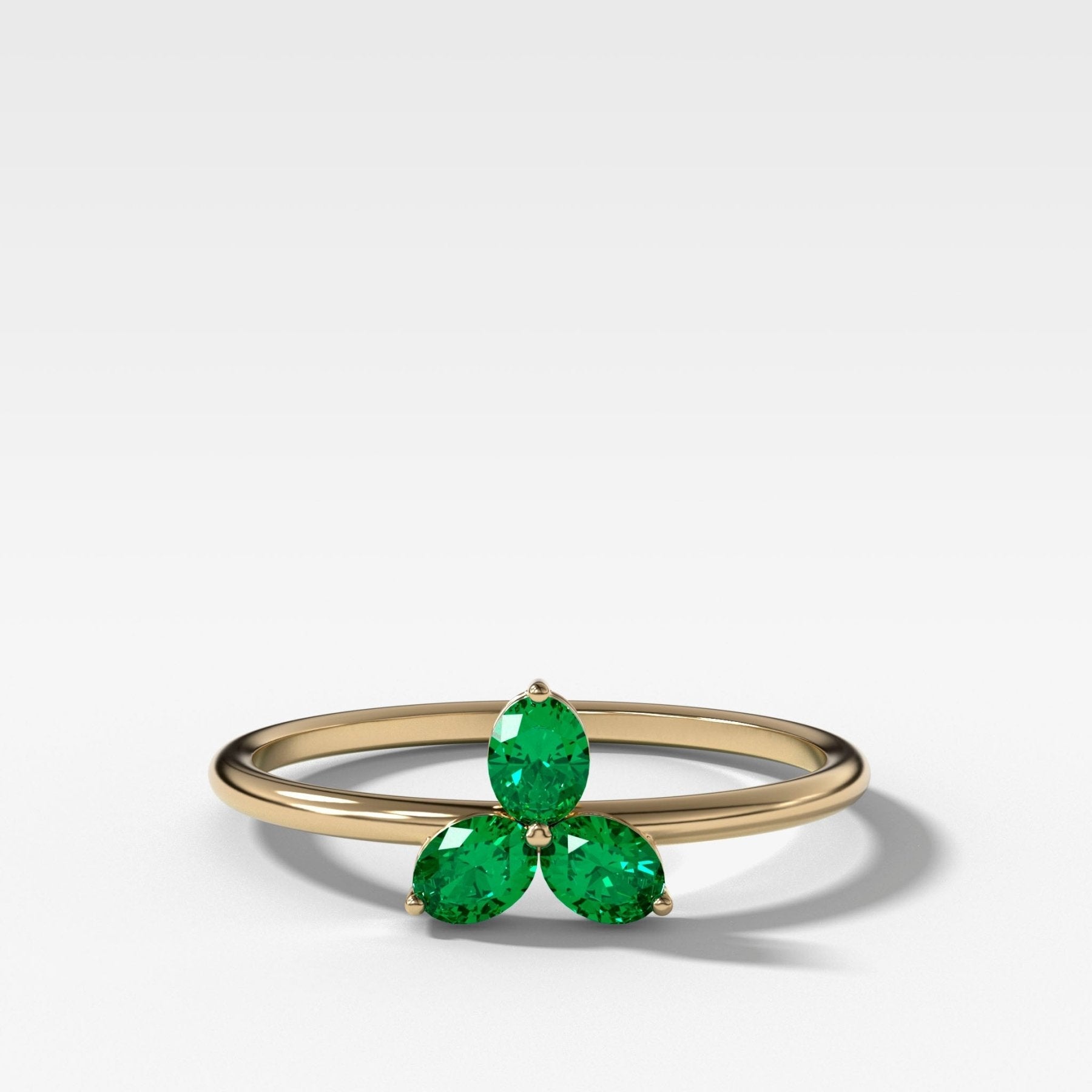 Shamrock Ring with Green Emerald Ovals Main image