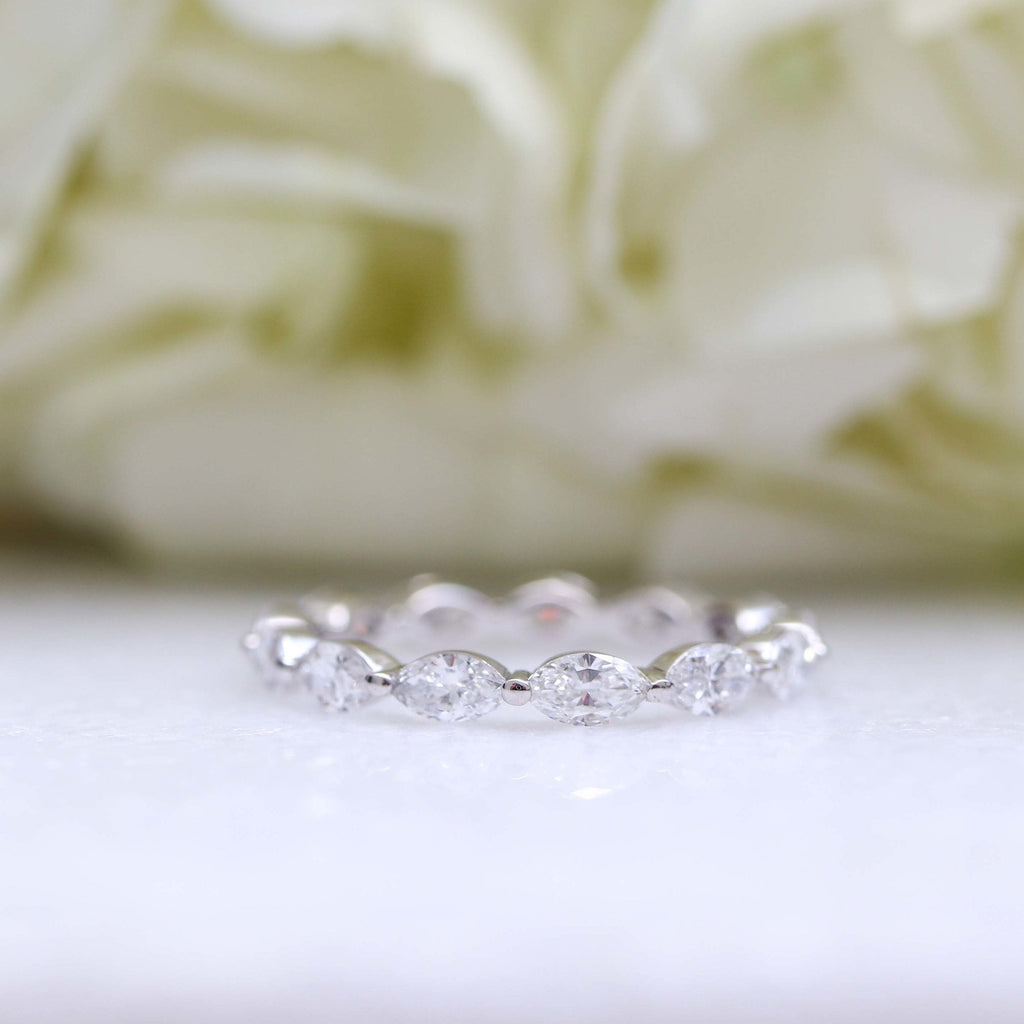 Marquise Cut Moissanite Full Eternity Wedding Band