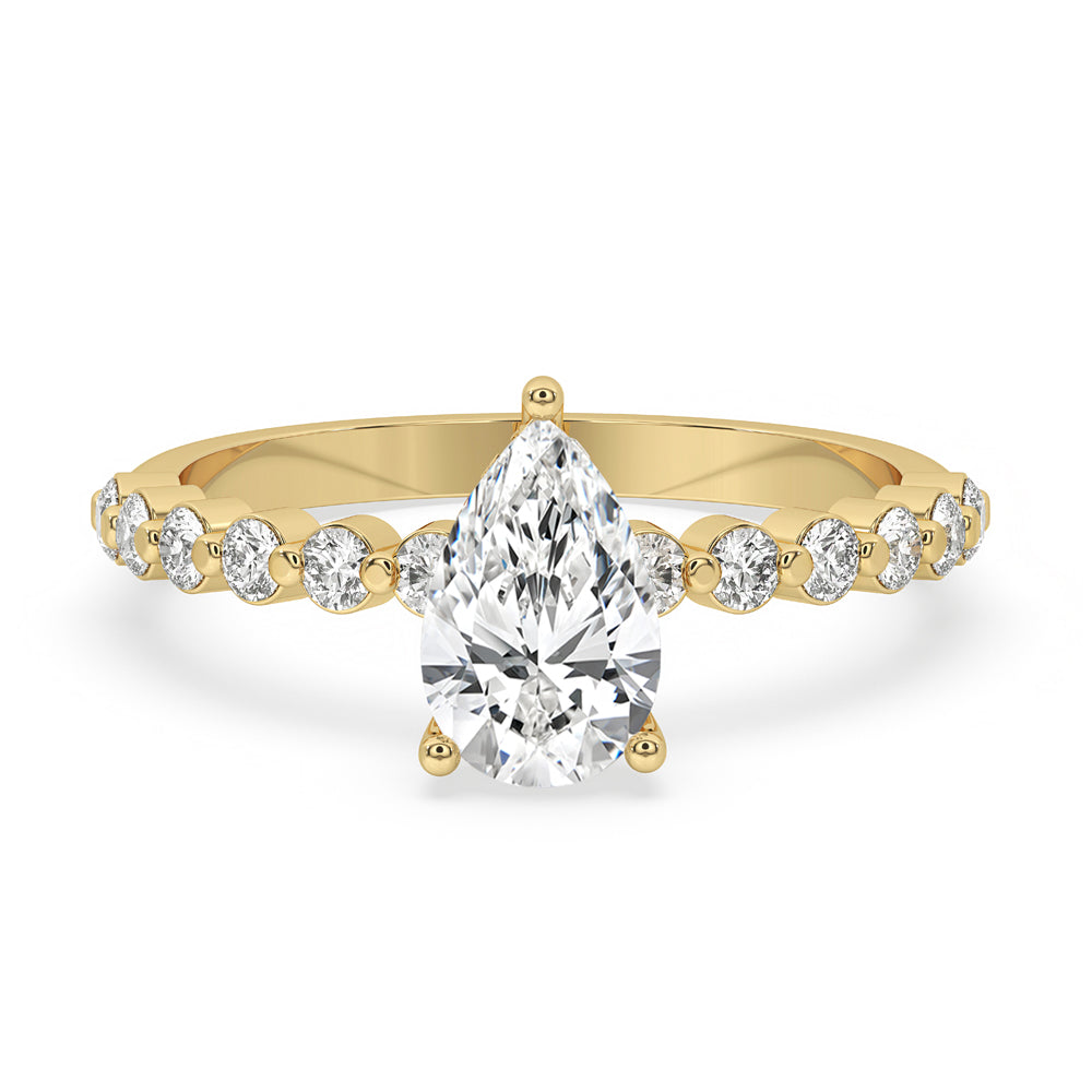 Beautiful Pear Shaped Engagement Ring in Yellow Gold Setting Main image