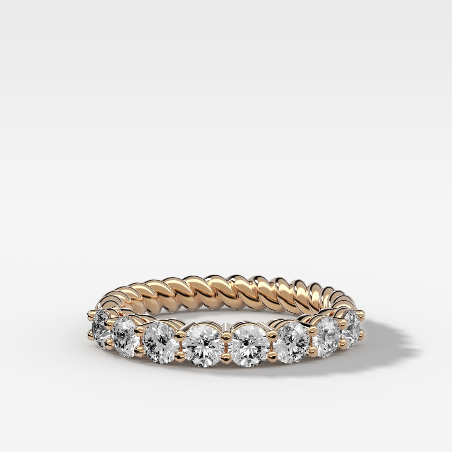 Shared Prong Rope Wedding Band With Round Diamonds Main image