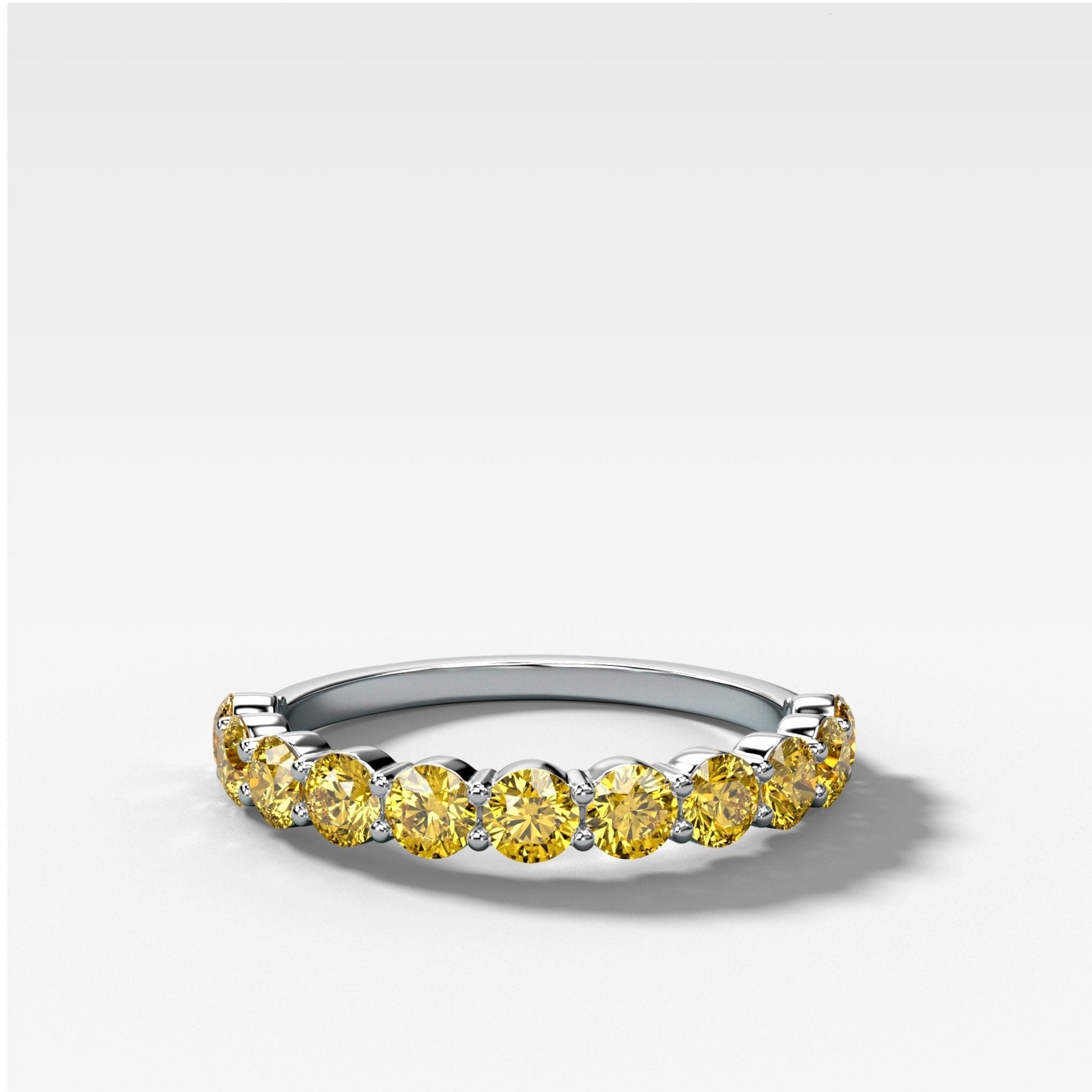 Shared Prong Wedding Band With Canary Yellow Round Diamonds Secondary image