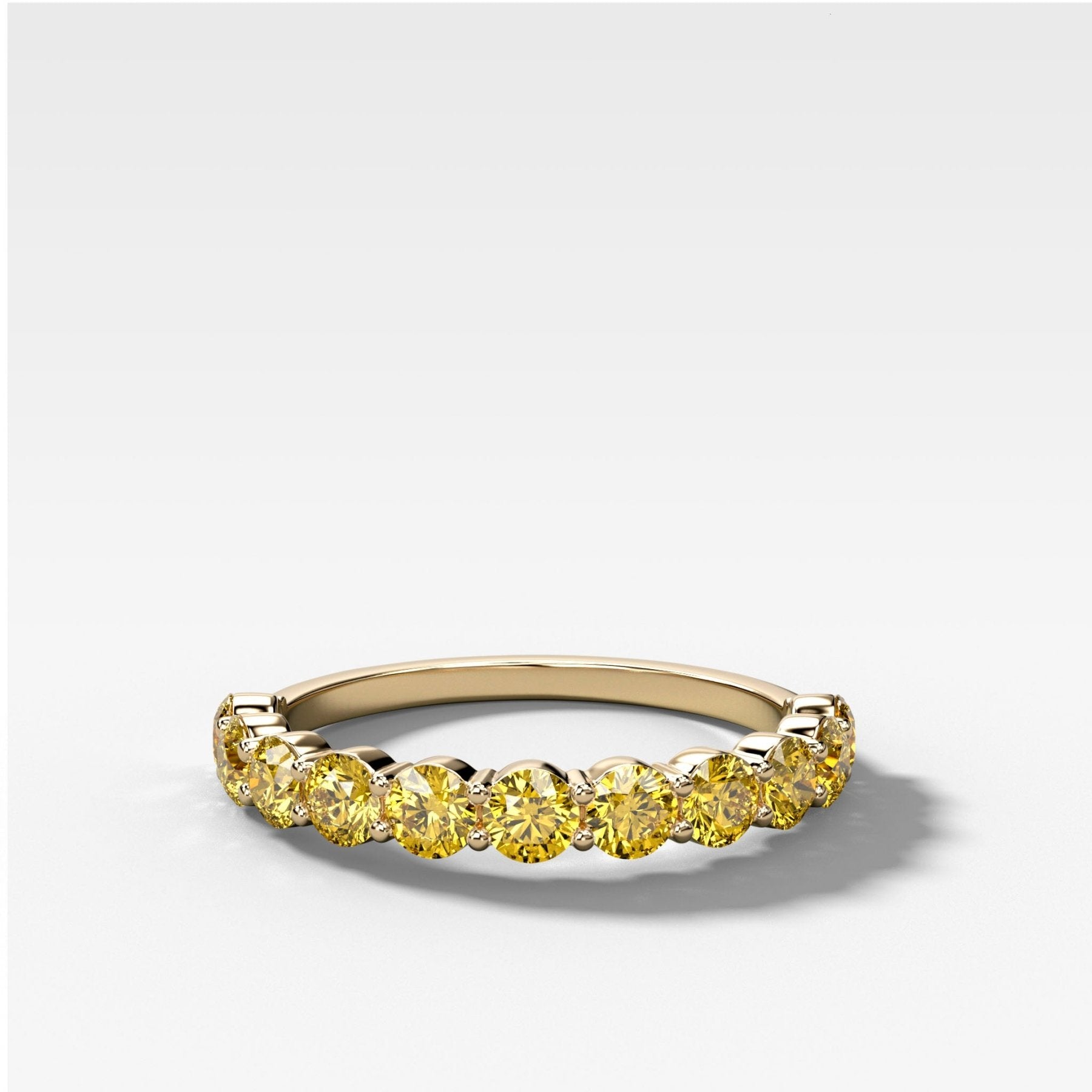 Shared Prong Wedding Band With Canary Yellow Round Diamonds Main image