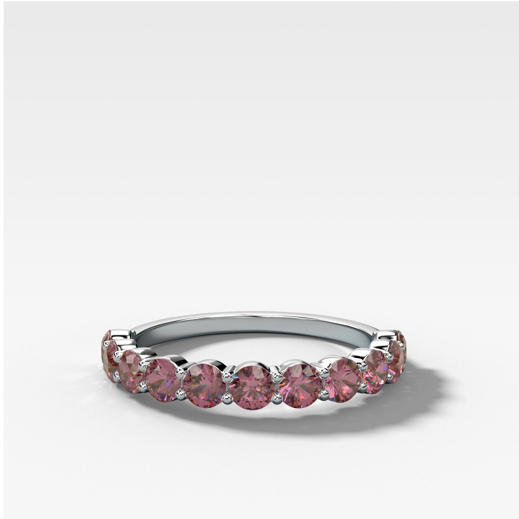Shared Prong Wedding Band With Pink Diamonds Secondary image