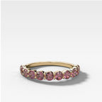 Shared Prong Wedding Band With Pink Diamonds