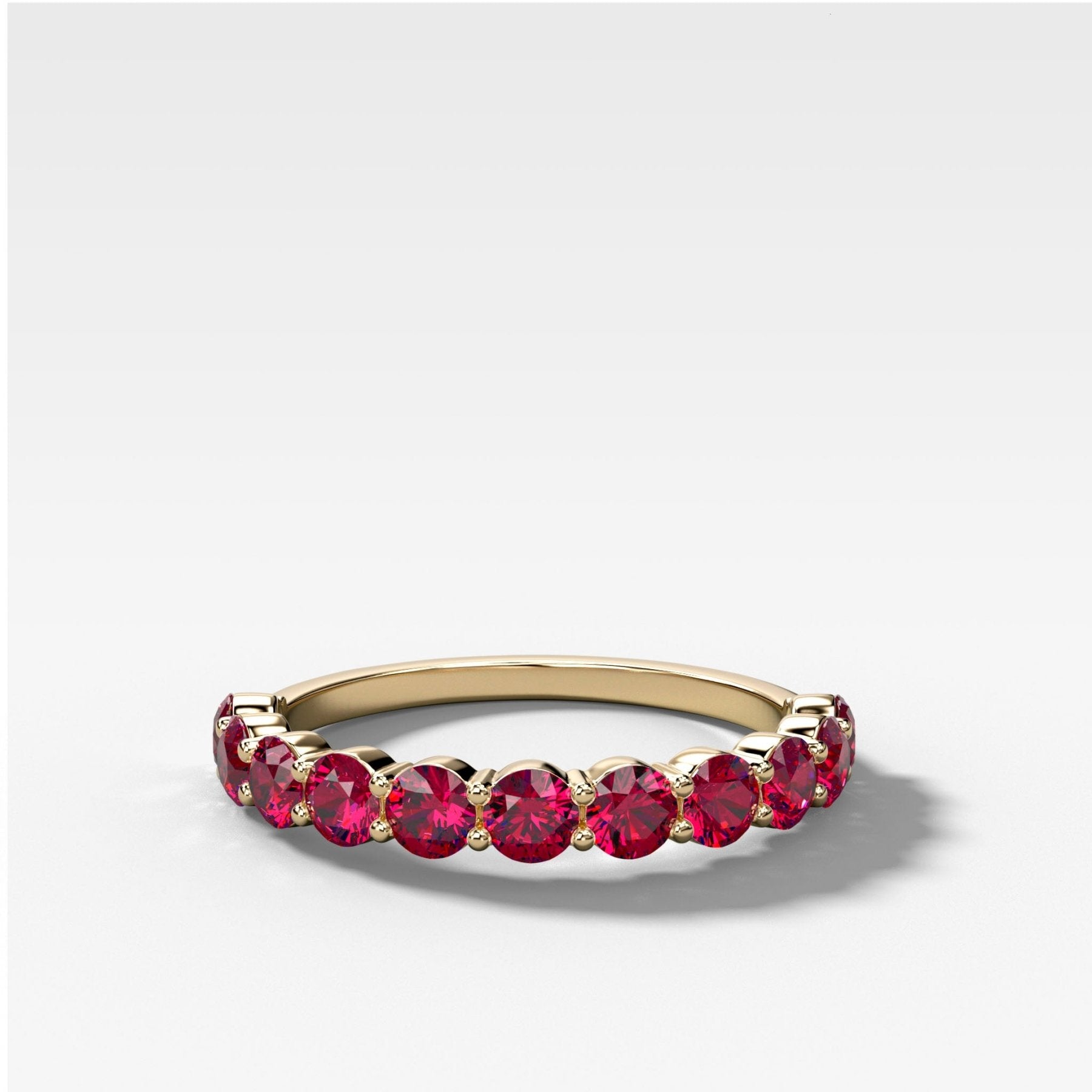 Shared Prong Wedding Band With Red Ruby Rounds Main image