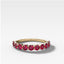 Shared Prong Wedding Band With Red Ruby Rounds