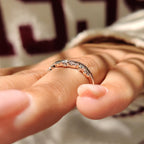 Pink Round Diamond Tiara Wedding Band In 3/4 Eternity Style