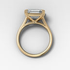 Signature Cathedral Solitaire Engagement Ring With 3.11ct Lab Grown Emerald Cut Diamond