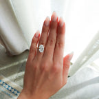 Signature Cathedral Solitaire Engagement Ring With 5.08ct Lab Grown Oval Cut Diamond