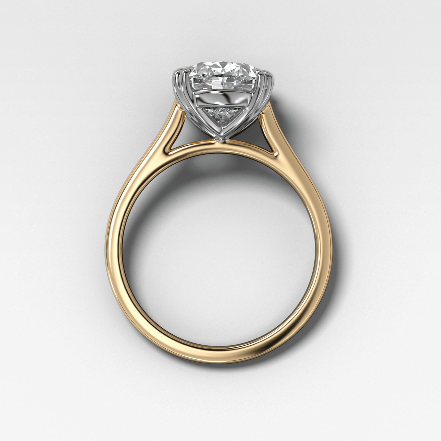 Signature Cathedral Solitaire Engagement Ring With 5.08ct Lab Grown Oval Cut Diamond