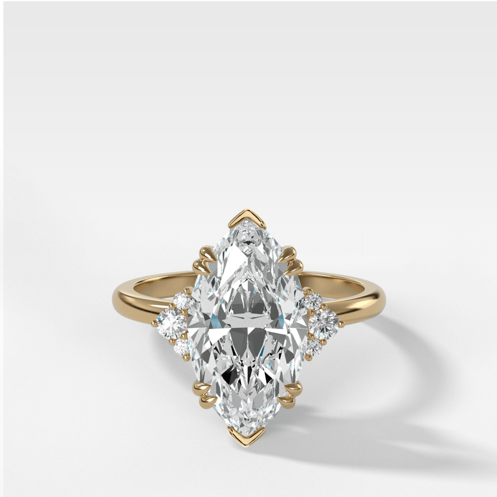 Signature Cluster Engagement Ring With Lab Grown 1.61ct Marquise Cut Diamond