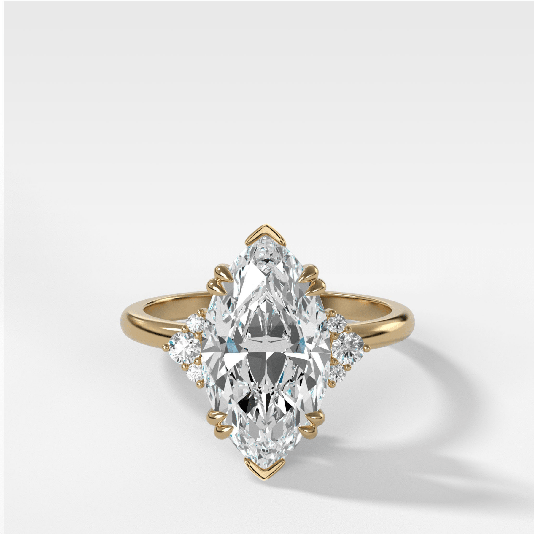 Signature Cluster Engagement Ring With Lab Grown 1.61ct Marquise Cut Diamond