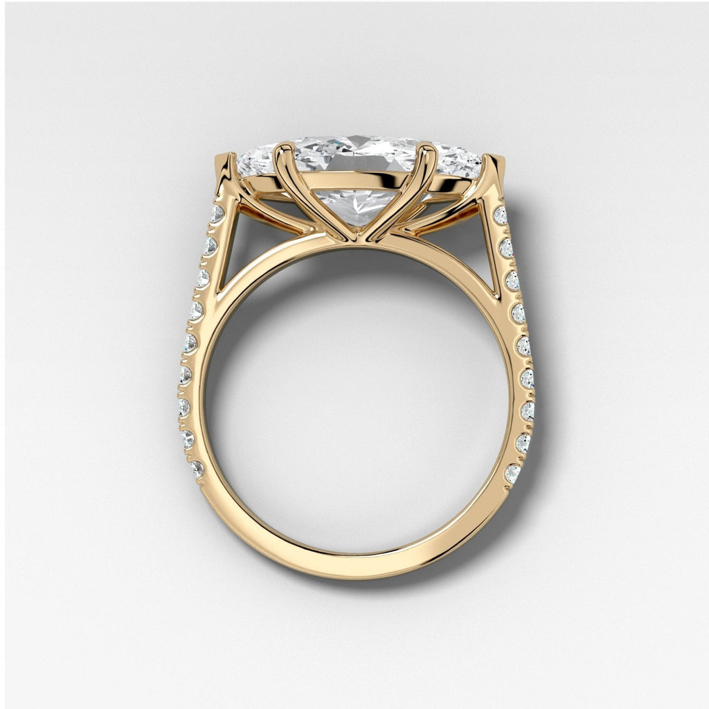 Signature Pave Engagement Ring With Lab Grown 3.05ct East West Marquise Cut Diamond