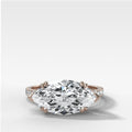 Signature Pave Engagement Ring With Lab Grown 3.05ct East West Marquise Cut Diamond