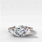 Signature Pave Engagement Ring With Lab Grown 3.05ct East West Marquise Cut Diamond