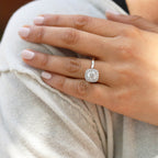 1.75 CT Round Brilliant Cut Moissanite Halo Engagement Ring
