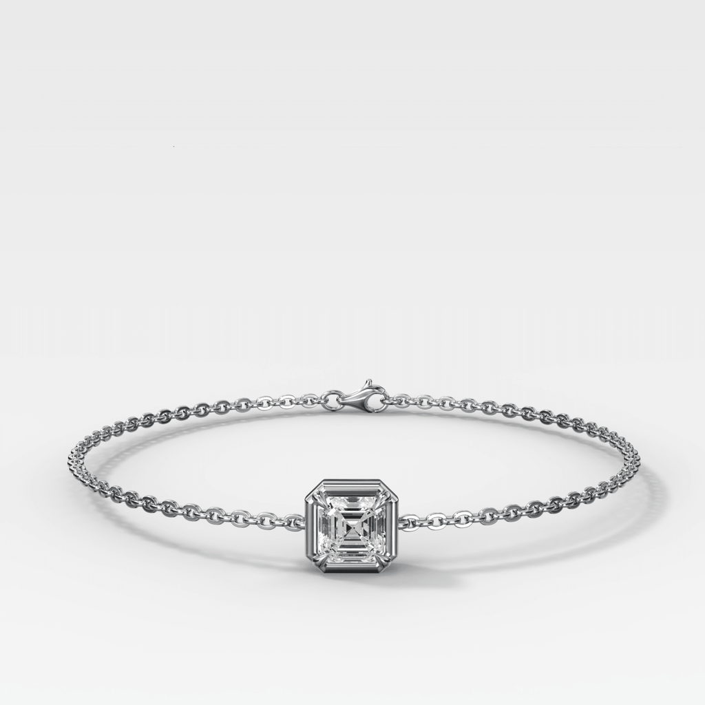Single Stone Bezel Bracelet with Asscher Cut Diamond