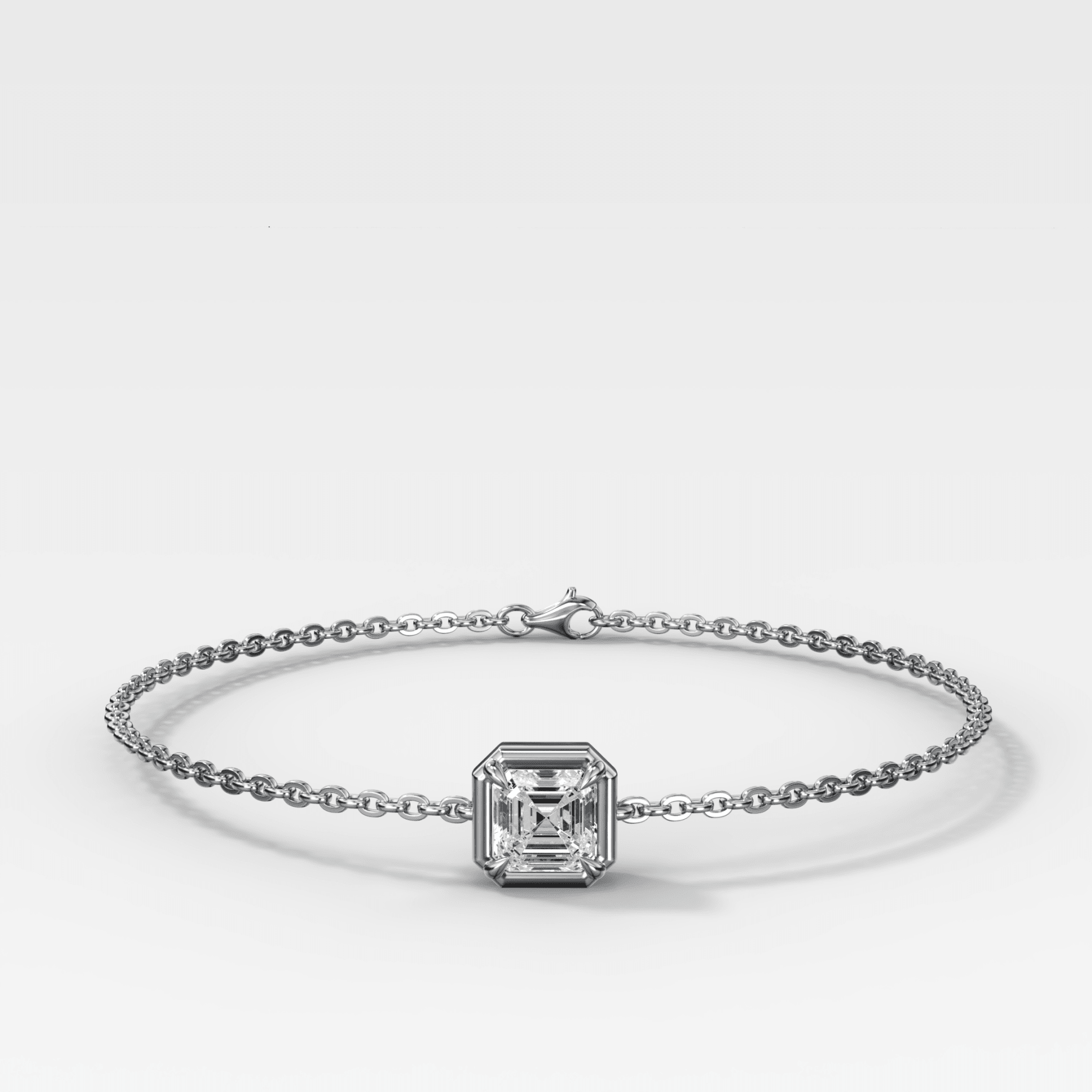 Single Stone Bezel Bracelet with Asscher Cut Diamond