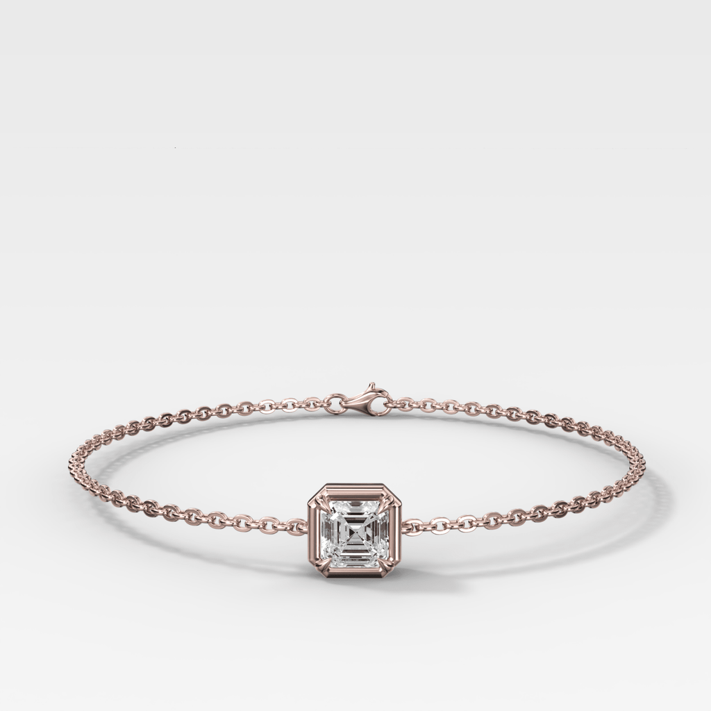 Single Stone Bezel Bracelet with Asscher Cut Diamond