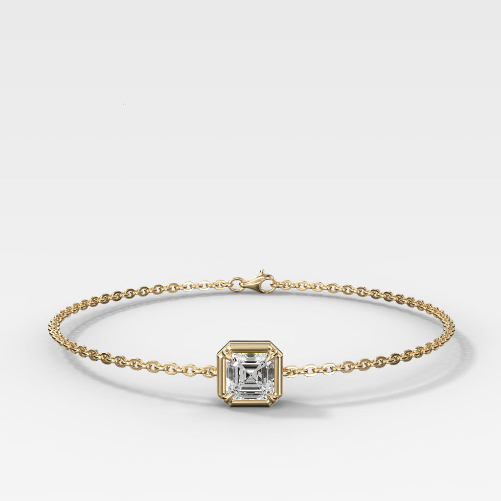 Single Stone Bezel Bracelet with Asscher Cut Diamond