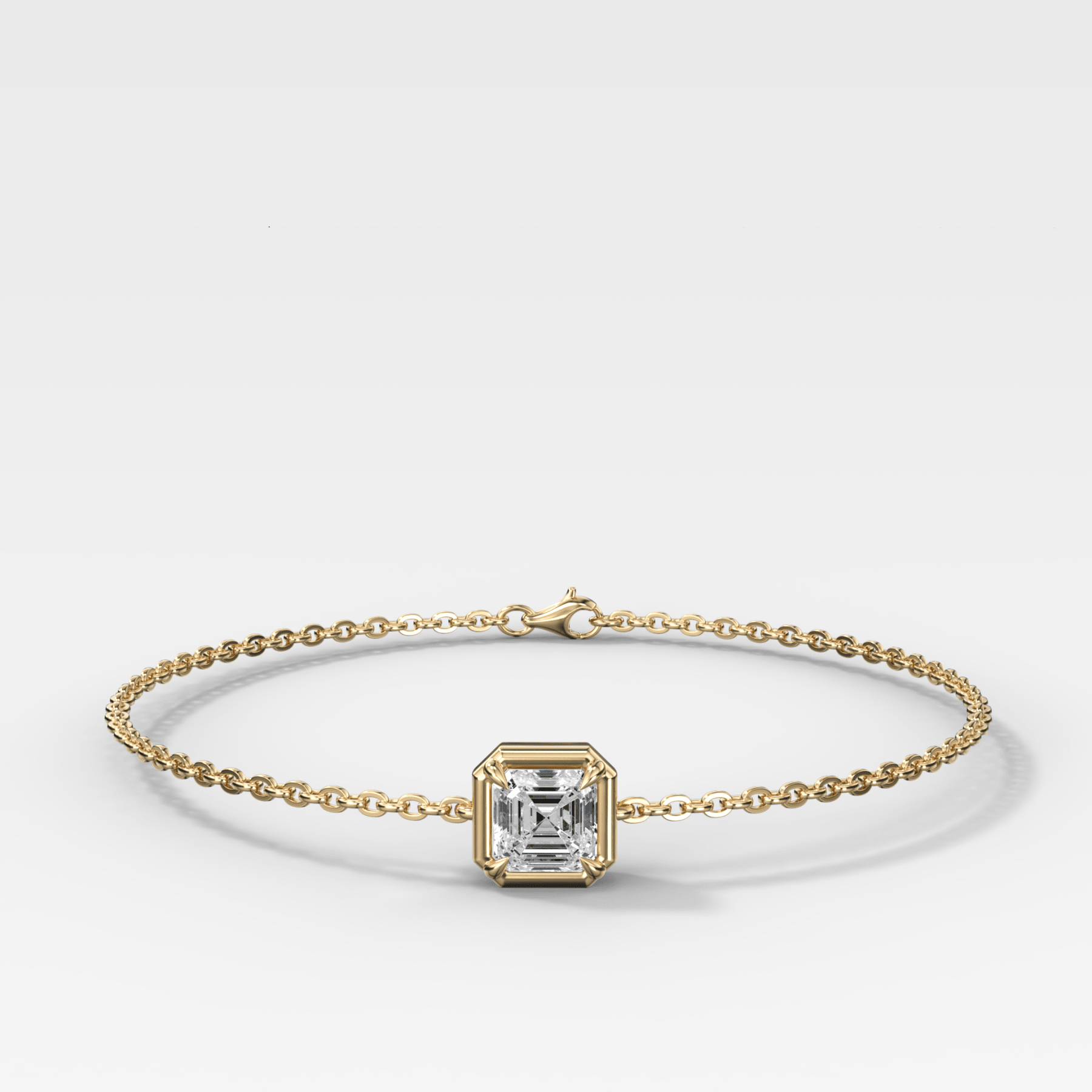 Single Stone Bezel Bracelet with Asscher Cut Diamond