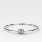 Single Stone Bezel Bracelet with East West Elongated Cushion Cut Diamond