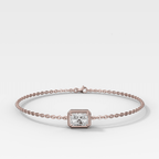 Single Stone Bezel Bracelet with East West Elongated Radiant Cut Diamond