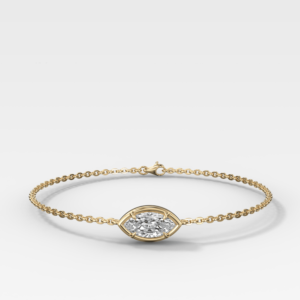 Single Stone Bezel Bracelet with East West Marquise Cut Diamond
