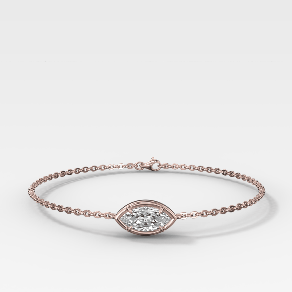 Single Stone Bezel Bracelet with East West Marquise Cut Diamond