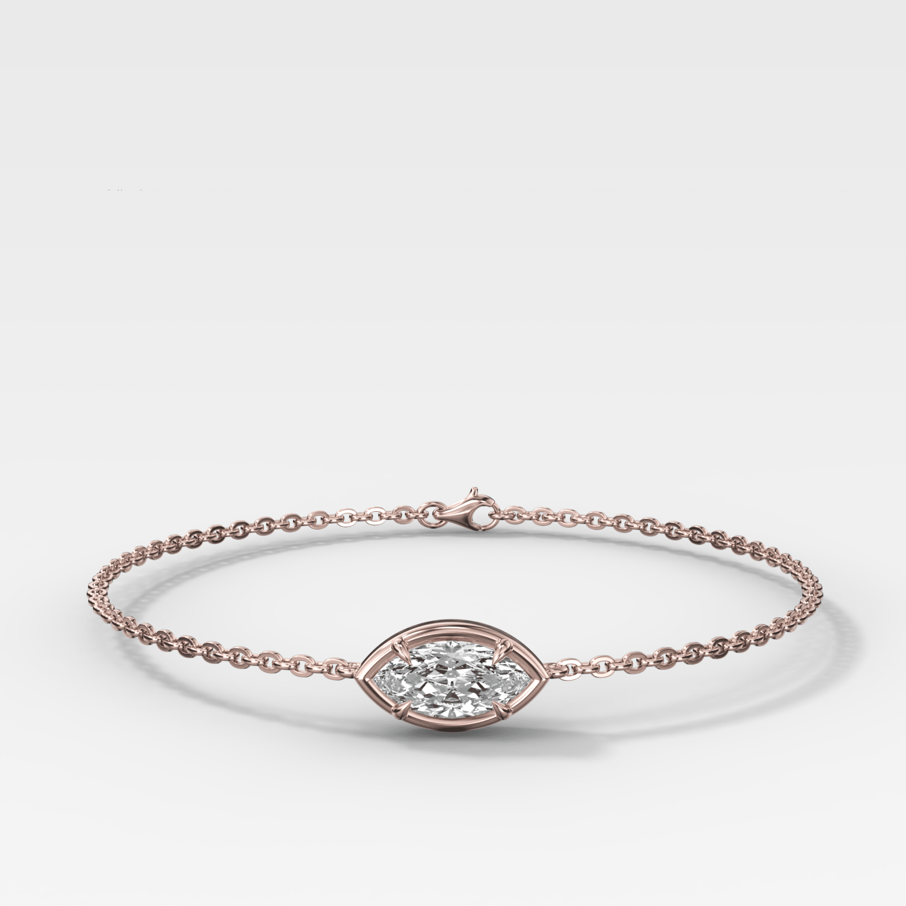 Single Stone Bezel Bracelet with East West Marquise Cut Diamond