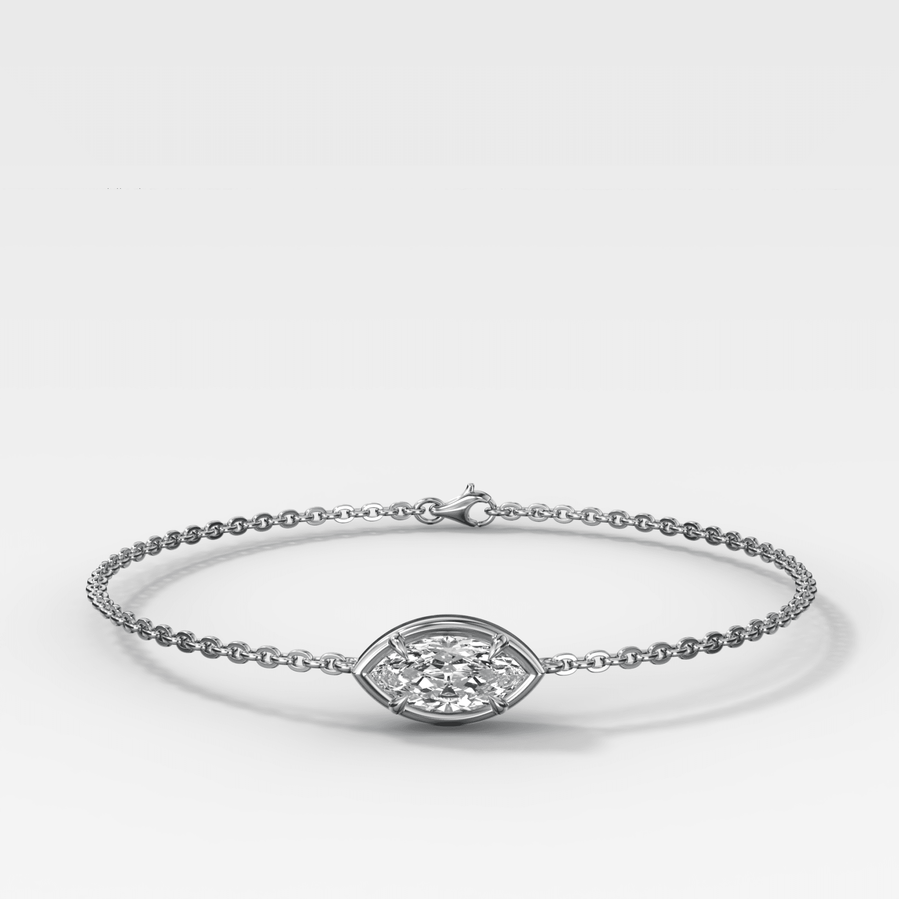 Single Stone Bezel Bracelet with East West Marquise Cut Diamond