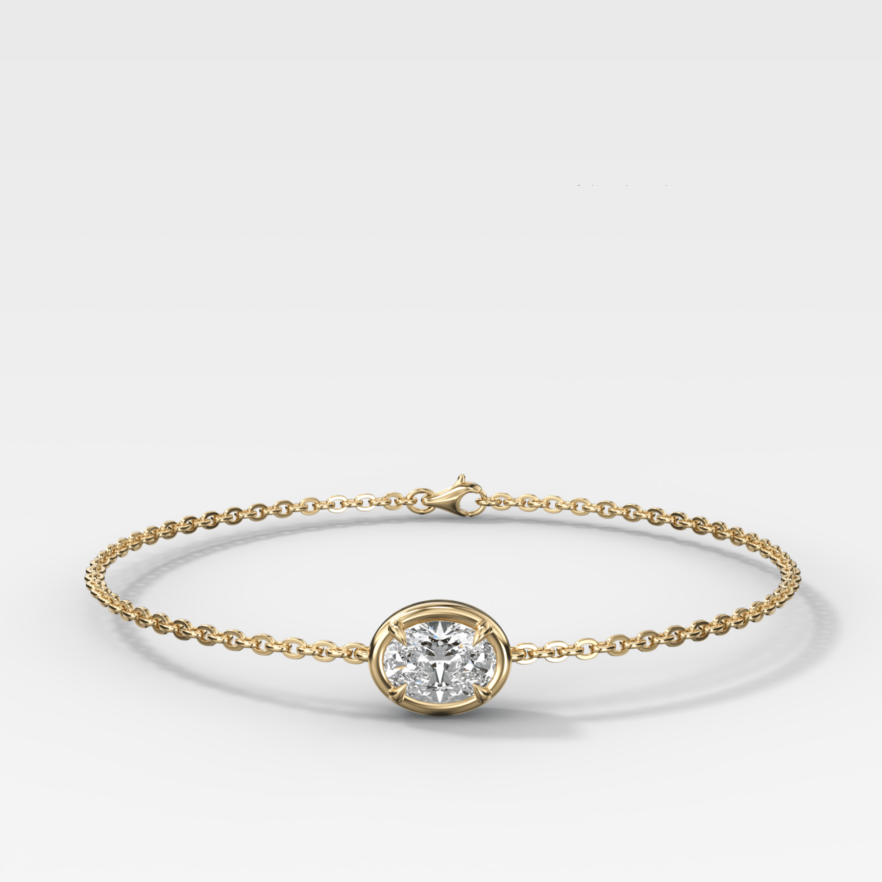Single Stone Bezel Bracelet with East West Oval Cut Diamond