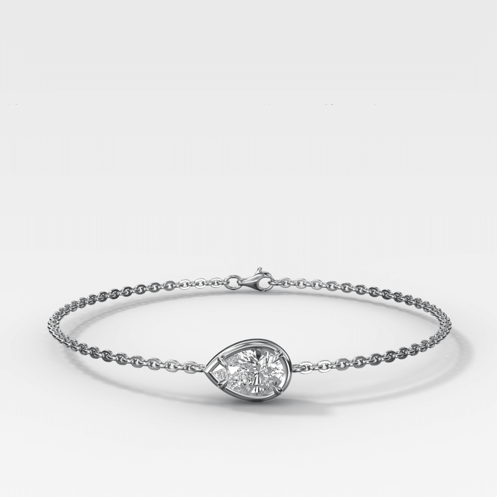 Single Stone Bezel Bracelet with East West Pear Cut Diamond