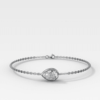 Single Stone Bezel Bracelet with East West Pear Cut Diamond