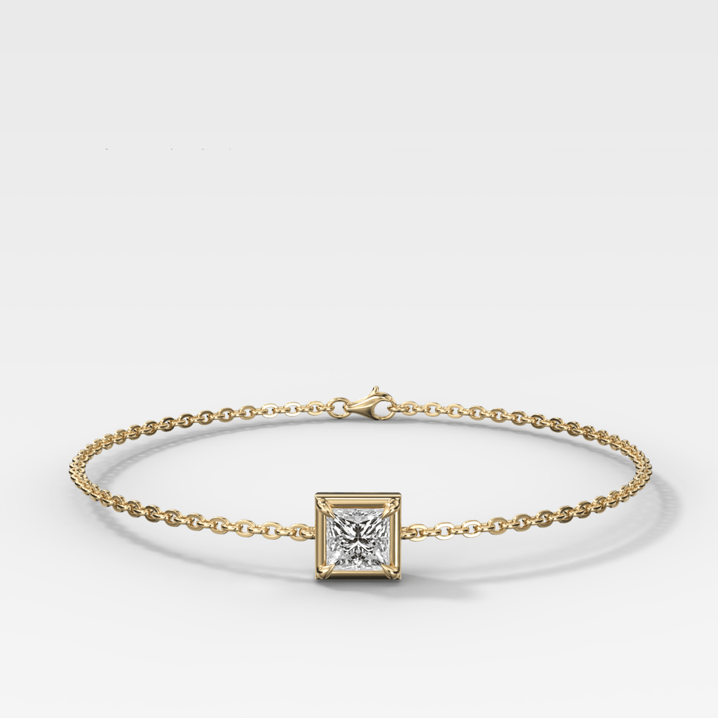 Single Stone Bezel Bracelet with Princess Cut Diamond
