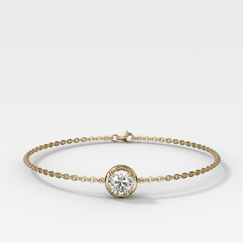 Single Stone Bezel Bracelet with Round Cut Diamond