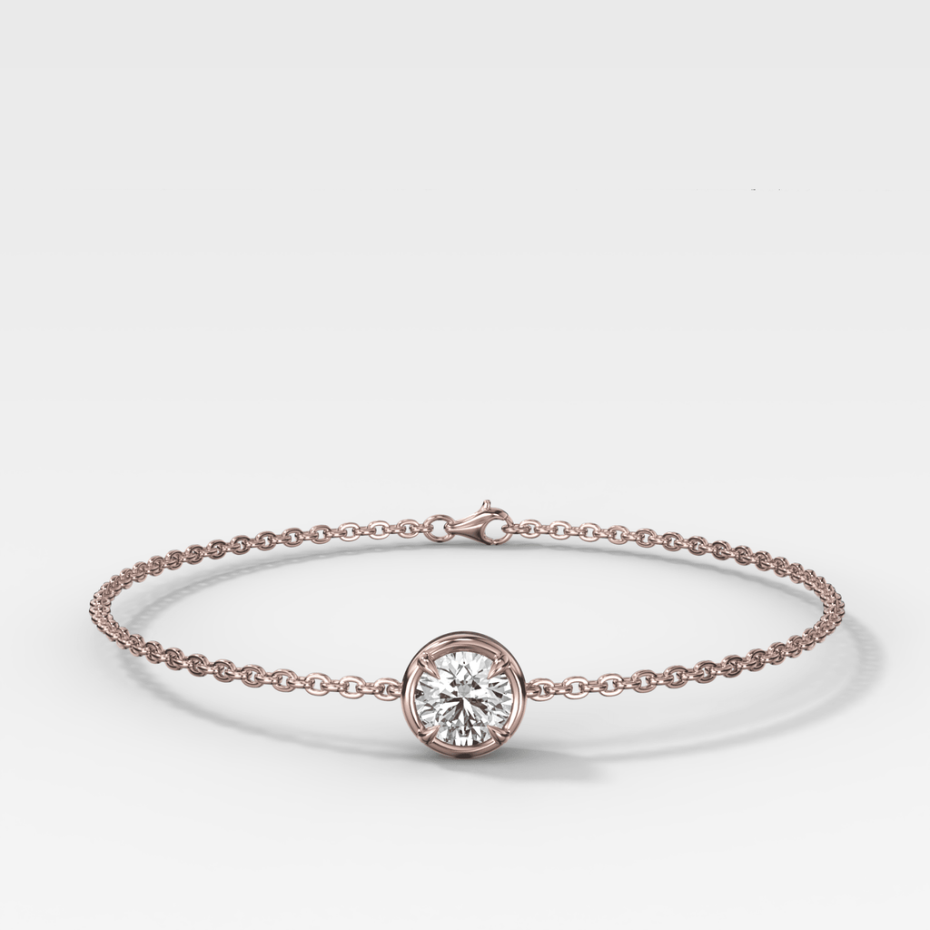 Single Stone Bezel Bracelet with Round Cut Diamond