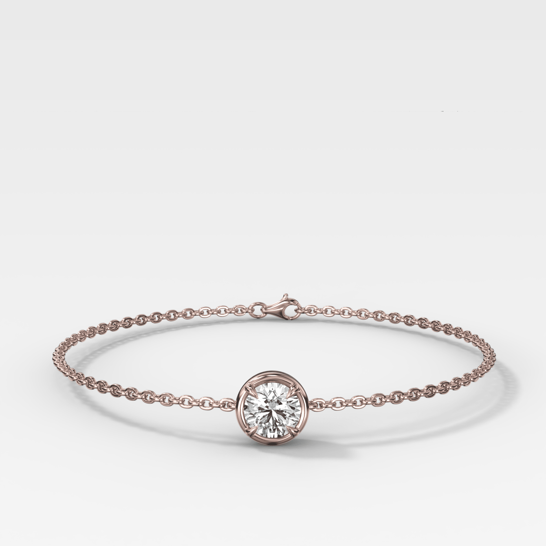 Single Stone Bezel Bracelet with Round Cut Diamond