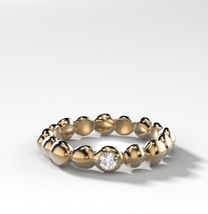 Single Stone Bubble Wedding Band